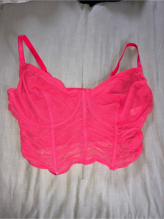 No Boundaries Other - No Boundaries Neon Pink Sheer Bustier Crop Top
